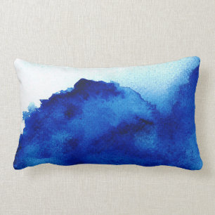 Coussin Rectangle Bleu d'aquarelle d'accent de l'Orient