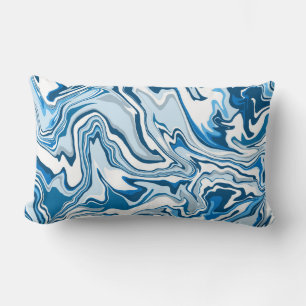 Coussin Rectangle Bleu Digital Fluid Art Marbre Grandes
