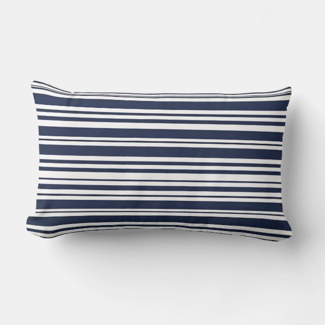 Coussin Rectangle Bleu et blanc de la marine classique (Recto)