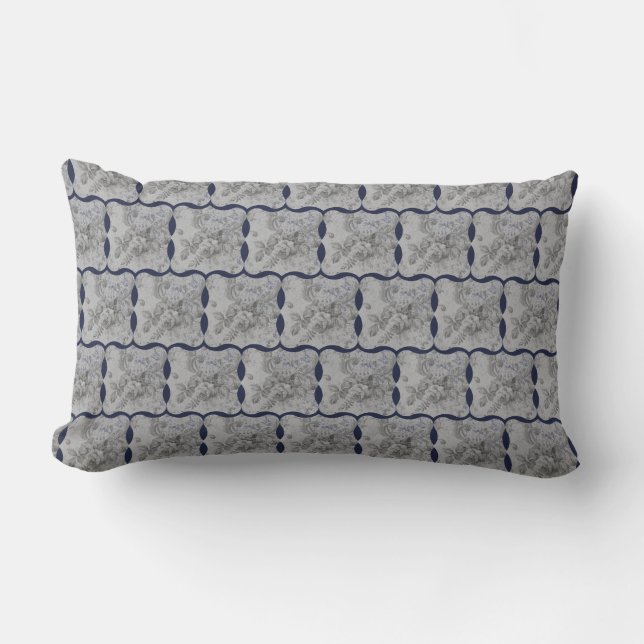 Coussin Rectangle Bleu et gris Pays Design chic (Recto)