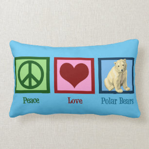 Coussin Rectangle Bleu fait sur commande d'ours blancs d'amour de