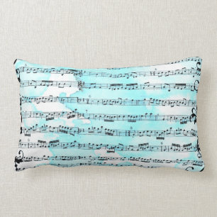 Coussin Rectangle Bleu français de feuille de musique