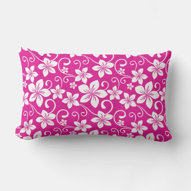 COUSSIN RECTANGLE BLEU HAWAII (ROSE CHAUDE) (Recto)