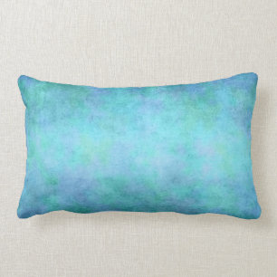 Coussin Rectangle Bleu, pourpre turquoises, Aqua, et aquarelle