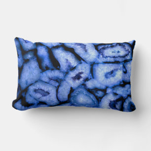 Coussin Rectangle Bleu Quartz bleu Agate bleu Geodes