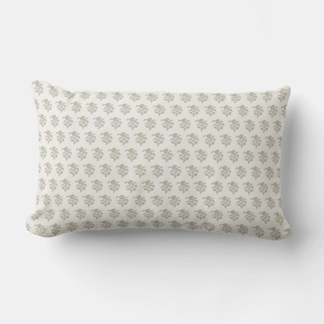 Coussin Rectangle Blockprint inspiré vert clair (Recto)