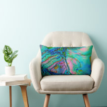 Blue Abalone Shell Accent Throw Pillow
