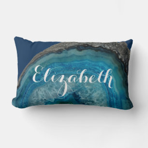 Coussin Rectangle Blue Geode Rock - Nom personnalisé
