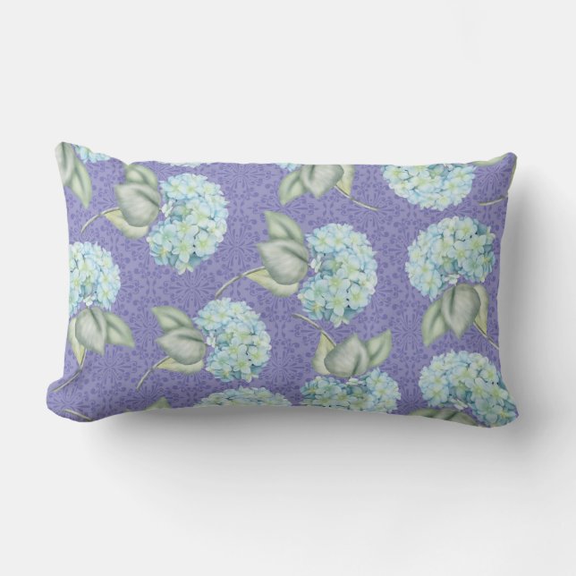 Coussin Rectangle Blue Hydrangea Pays Élégance (Recto)