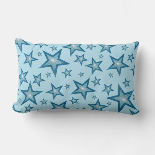 Coussin Rectangle Blue Stars 'Texte' lumbar bleu pâle