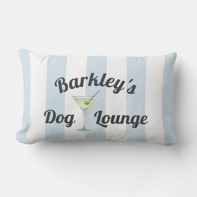 Coussin Rectangle Blue Stripes Funny Personnalisé Chien Lounge (Recto)