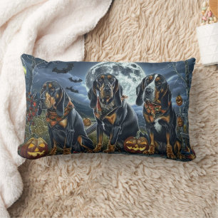 Coussin Rectangle Bluetick Coonhound Halloween Éffrayant