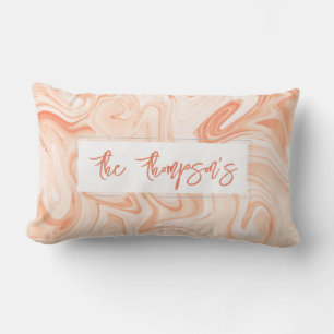 Coussin Rectangle Blush Rose Cursive NOM Résumé Art Doux Tourbillons