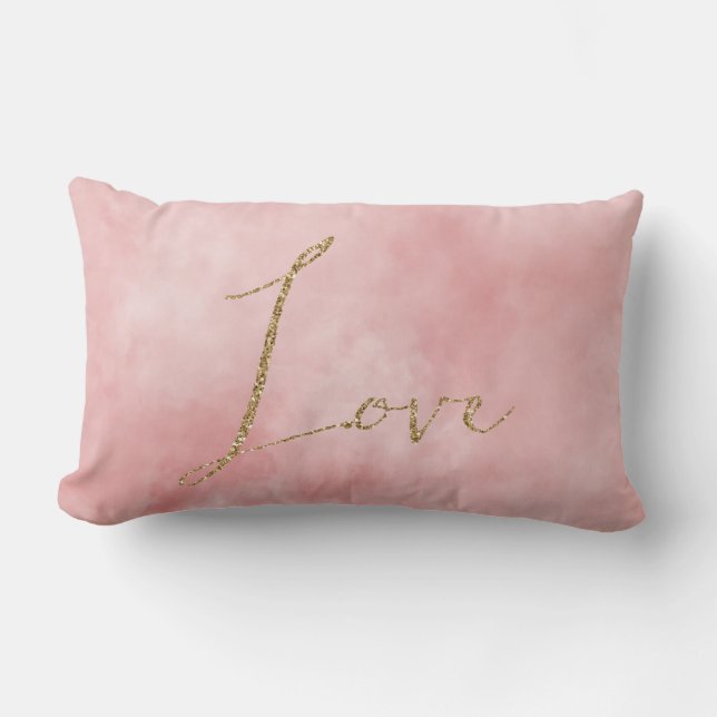 Coussin Rectangle Blush Rose Gold Parties scintillant Love (Recto)