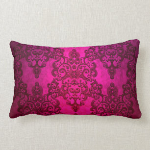 Coussin Rectangle Boho Damassé Rose Profond Brillant de Style Victor
