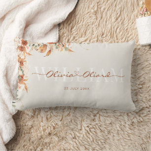 Coussin Rectangle Boho floral personnalisé Mariage et cadeau Fête de