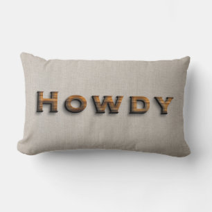 Coussin Rectangle Bois rustique Planières Howdy Typographie