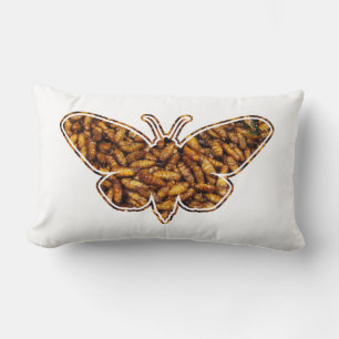 Coussin Rectangle Bombyx Mori Silk Moth Cycle de vie Silhouette