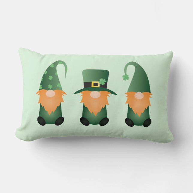 Coussin Rectangle Bon Jour de la Saint Patrick vert Gnomes (Recto)