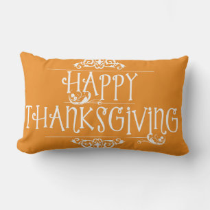 Coussin Rectangle Bon thanksgiving Script orange