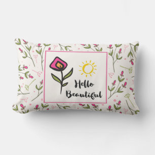 Coussin Rectangle Bonjour Belle Jolie Fleurs sauvages et Soleil