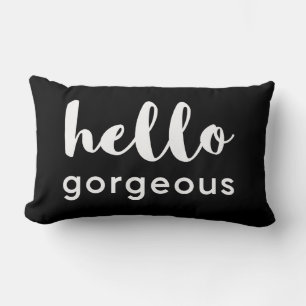 Coussin Rectangle Bonjour blanc de Gorgeaous sur le noir