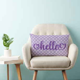 Coussin Rectangle Bonjour Coeurs Pale Purple Polka Dot