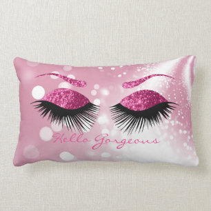 Coussin Rectangle Bonjour magnifique - cil et fronts roses
