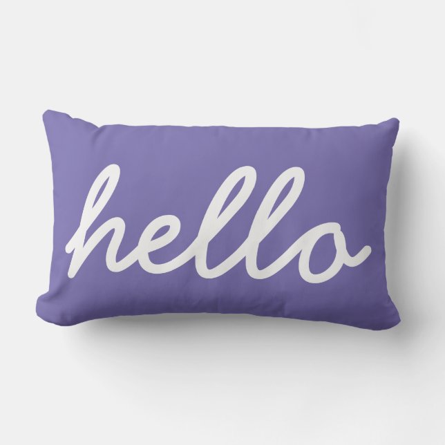 Coussin Rectangle Bonjour Typographie blanche sur periwinkle violet (Recto)