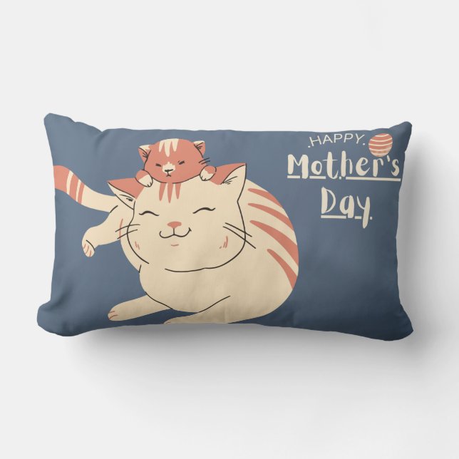 Coussin Rectangle Bonne fête des mères mignonne chat et chaton (Recto)
