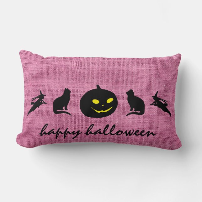 Coussin Rectangle Bonne Halloween Burlap (Recto)