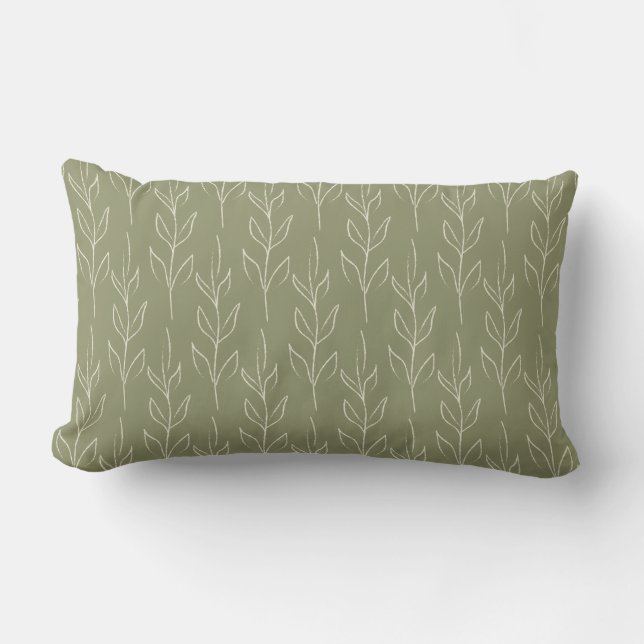 Coussin Rectangle Botanique rustique élégant en Sage Green (Recto)