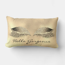 Coussin Rectangle Bouche de maquillage des yeux d'or Bonjour magnifi