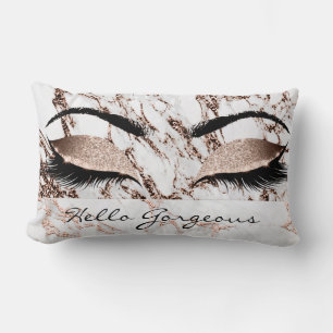 Coussin Rectangle Boucles de maquillage en cuivre métallique Hello G