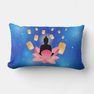 Coussin Rectangle Bouddha du jour de Vesak sur Lotus Lantern Vaisakh