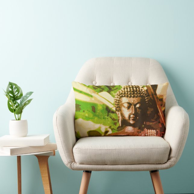 Coussin Rectangle Bouddha Méditation Zen Bronze Doré (Chaise)