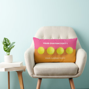 Coussin Rectangle Boules de tennis de texte personnalisées