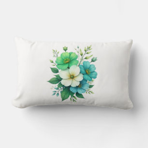 Coussin Rectangle Bouquet de fleurs bleues blanches-57453