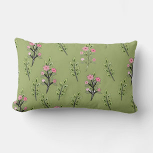 Coussin Rectangle Bouquets roses vert olive