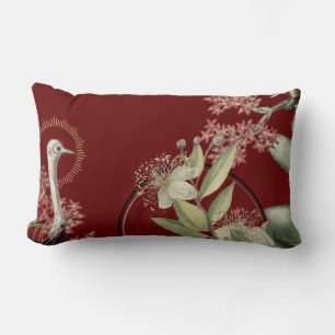 Coussin Rectangle Bourgogne Élégant Design Floral