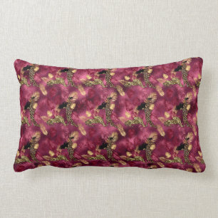 Coussin Rectangle Bourgogne et Or Série Léopard Design 10