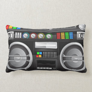 Coussin Rectangle boutons arc-en-ciel rétro boombox ghetto master