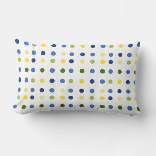 Coussin Rectangle Boutons jaunes et points bleus d'Iris