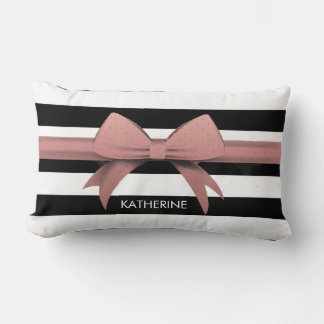 Coussin Rectangle Bow rose et rayures