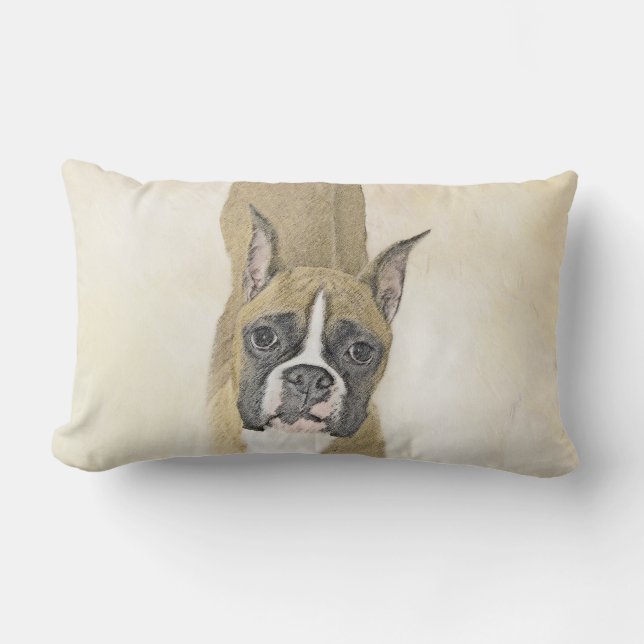 Coussin Rectangle Boxer Peinture - Cute Original Chien Art (Recto)