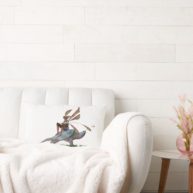 Coussin Rectangle Boy Fairy Riding Sur Turtle Jeter Pillow (Canapé)