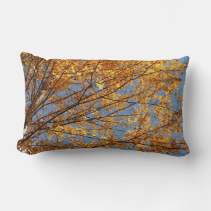 Coussin Rectangle Branches de feuilles d'érable II Automne orange