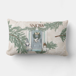 COUSSIN RECTANGLE BRANCHES ÉVERGREEN COURONNE DE NOËL POUR LA PORTE 