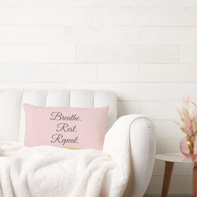 Coussin Rectangle Breathe Rest Repeat Elegant Blush Pink Minimalist (Canapé)