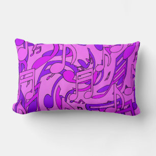 Coussin Rectangle Bright Happy Purple Hues Dancing Notes musicales